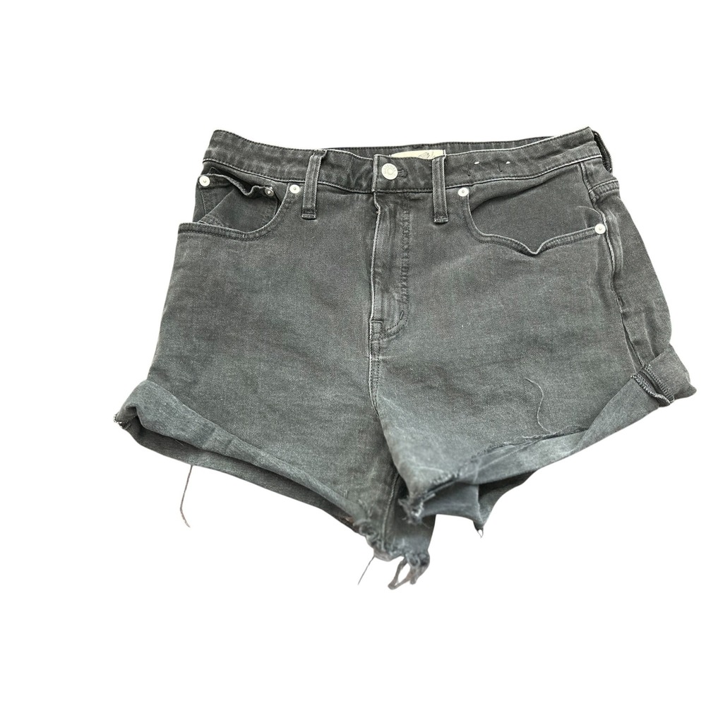 Madewell Curvy High-Rise Denim Shorts Black Raw Hem Cutoff Size 30